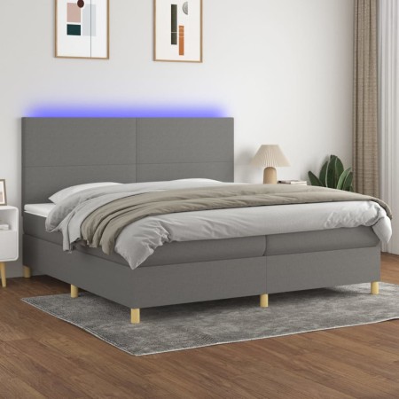 Cama box spring colchón y luces LED tela gris claro 200x200 cm de vidaXL, Camas y somieres - Ref: Foro24-3135302, Precio: 648...