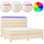 Cama box spring colchón y luces LED tela crema 200x200 cm de vidaXL, Camas y somieres - Ref: Foro24-3135706, Precio: 652,19 €...