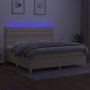 Cama box spring colchón y luces LED tela crema 200x200 cm de vidaXL, Camas y somieres - Ref: Foro24-3135706, Precio: 652,19 €...