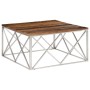 Mesa de centro de acero inoxidable plateado y madera maciza en Mesas de centro | Comprar online en Foru.es