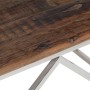 Mesa de centro de acero inoxidable plateado y madera maciza en Mesas de centro | Comprar online en Foru.es