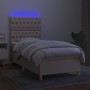 Cama box spring colchón y luces LED tela crema 100x200 cm de vidaXL, Camas y somieres - Ref: Foro24-3135658, Precio: 361,78 €...