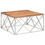 Mesa de centro acero inoxidable plateado y madera maciza acacia en Mesas de centro | Comprar online en Foru.es