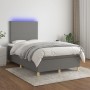 Cama box spring con colchón y LED tela gris oscuro 120x200 cm de vidaXL, Camas y somieres - Ref: Foro24-3135262, Precio: 411,...