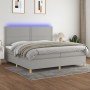 Cama box spring con colchón tela y LED gris claro 200x200 cm de vidaXL, Camas y somieres - Ref: Foro24-3135381, Precio: 620,1...