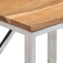 Mesa consola acero inoxidable y madera maciza acacia plateada en Mesas auxiliares | Comprar online en Foru.es