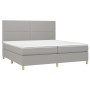 Cama box spring con colchón tela y LED gris claro 200x200 cm de vidaXL, Camas y somieres - Ref: Foro24-3135381, Precio: 620,1...