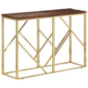 Mesa consola acero inoxidable madera maciza traviesa dorado en Mesas auxiliares | Comprar online en Foru.es