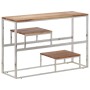 Mesa consola acero inoxidable plateado y madera maciza acacia en Mesas consola | Comprar online en Foru.es