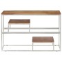 Mesa consola acero inoxidable plateado y madera maciza acacia en Mesas consola | Comprar online en Foru.es