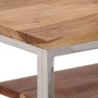 Mesa consola acero inoxidable plateado y madera maciza acacia en Mesas consola | Comprar online en Foru.es