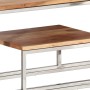 Mesa consola acero inoxidable plateado y madera maciza acacia en Mesas consola | Comprar online en Foru.es