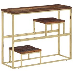 Mesa consola acero inoxidable madera maciza traviesa dorado en Mesas auxiliares | Comprar online en Foru.es