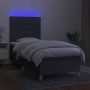 Cama box spring colchón y luces LED tela gris oscuro 90x190 cm de vidaXL, Camas y somieres - Ref: Foro24-3135398, Precio: 321...