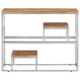 Mesa consola acero inoxidable y madera maciza acacia plateada en Mesas auxiliares | Comprar online en Foru.es
