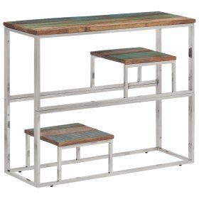 Mesa consola acero inoxidable madera maciza reciclada plateada en Mesas auxiliares | Comprar online en Foru.es