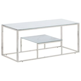 Mesa de centro plateada acero inoxidable y vidrio templado en Mesas de centro | Comprar online en Foru.es