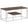 Mesa de centro acero inoxidable madera maciza traviesa plateado en Mesas de centro | Comprar online en Foru.es