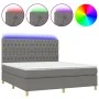 Boxspringbettmatratze und LED-Leuchten dunkelgrauer Stoff 180x200 cm von vidaXL, Betten und Lattenroste - Ref: Foro24-3135694...