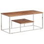 Mesa de centro acero inoxidable y madera maciza acacia plateado en Mesas de centro | Comprar online en Foru.es