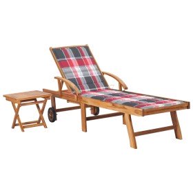 Tumbona con mesa y cojín madera maciza de teca en Tumbonas | Comprar online en Foru.es