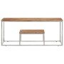 Mesa de centro acero inoxidable y madera maciza acacia plateado en Mesas de centro | Comprar online en Foru.es