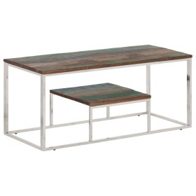 Mesa de centro acero inoxidable y madera reciclada plateado en Mesas de centro | Comprar online en Foru.es