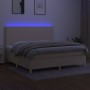 Cama box spring colchón y luces LED tela crema 200x200 cm de vidaXL, Camas y somieres - Ref: Foro24-3135306, Precio: 628,00 €...