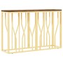Mesa consola acero inoxidable y madera maciza reciclada dorada en Mesas auxiliares | Comprar online en Foru.es