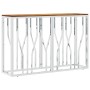 Mesa consola acero inoxidable y madera maciza acacia plateada en Mesas auxiliares | Comprar online en Foru.es