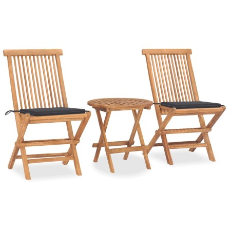 Set comedor de jardín plegable 3 piezas madera de teca cojines en Conjuntos de jardín | Comprar online en Foru.es