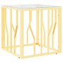 Mesa de centro de acero inoxidable y vidrio dorada 50x50x50 cm en Mesas de centro | Comprar online en Foru.es