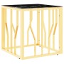 Mesa de centro de acero inoxidable y vidrio dorada 50x50x50 cm en Mesas de centro | Comprar online en Foru.es