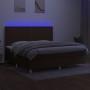 Cama box spring colchón luces LED tela marrón oscuro 200x200 cm de vidaXL, Camas y somieres - Ref: Foro24-3135384, Precio: 63...