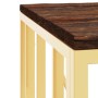 Mesa de centro acero inoxidable madera maciza reciclada dorada en Mesas de centro | Comprar online en Foru.es