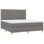 Cama box spring colchón y luces LED tela gris oscuro 180x200 cm de vidaXL, Camas y somieres - Ref: Foro24-3135454, Precio: 62...