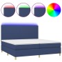 Cama box spring colchón y luces LED tela azul 200x200 cm de vidaXL, Camas y somieres - Ref: Foro24-3135307, Precio: 625,46 €,...