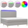 Cama box spring colchón y luces LED tela gris claro 180x200 cm de vidaXL, Camas y somieres - Ref: Foro24-3135613, Precio: 621...