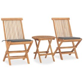 Set comedor de jardín plegable 3 piezas madera de teca cojines en Conjuntos de jardín | Comprar online en Foru.es