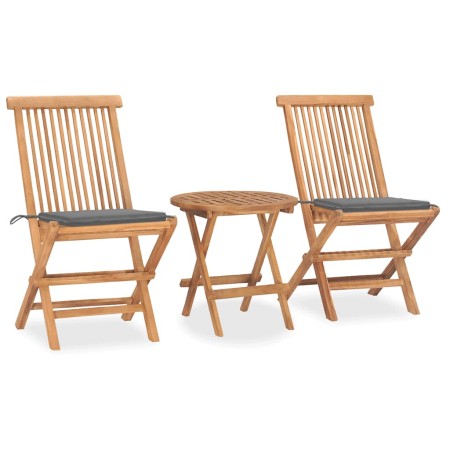 Set comedor de jardín plegable 3 piezas madera de teca cojines en Conjuntos de jardín | Comprar online en Foru.es