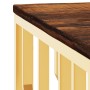 Mesa de centro acero inoxidable madera maciza reciclada dorada en Mesas de centro | Comprar online en Foru.es