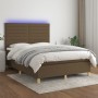 Cama box spring colchón luces LED tela marrón oscuro 140x190 cm de vidaXL, Camas y somieres - Ref: Foro24-3135512, Precio: 51...