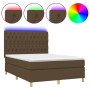 Cama box spring colchón luces LED tela marrón oscuro 140x190 cm de vidaXL, Camas y somieres - Ref: Foro24-3135672, Precio: 53...