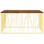 Mesa de centro acero inoxidable madera maciza reciclada dorado en Mesas de centro | Comprar online en Foru.es