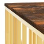 Mesa de centro acero inoxidable madera maciza reciclada dorado en Mesas de centro | Comprar online en Foru.es