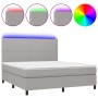 Cama box spring colchón y luces LED tela gris claro 160x200 cm de vidaXL, Camas y somieres - Ref: Foro24-3134725, Precio: 560...