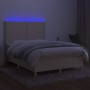 Cama box spring colchón y luces LED tela crema 140x200 cm de vidaXL, Camas y somieres - Ref: Foro24-3135362, Precio: 491,34 €...