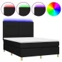 Boxspringbettmatratze und LED-Leuchten aus schwarzem Stoff 140x200 cm von vidaXL, Betten und Lattenroste - Ref: Foro24-313543...