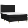 Boxspringbettmatratze und LED-Leuchten aus schwarzem Stoff 140x200 cm von vidaXL, Betten und Lattenroste - Ref: Foro24-313543...