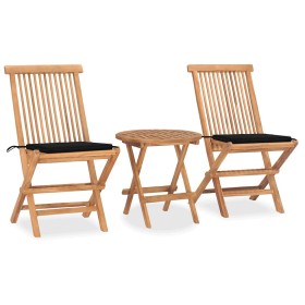 Set comedor de jardín plegable 3 piezas madera de teca cojines en Conjuntos de jardín | Comprar online en Foru.es